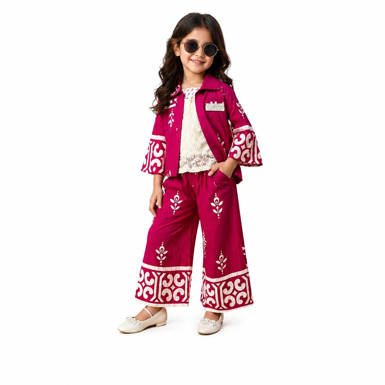 Girls Stylish Jacket Top & Palazzo Set
