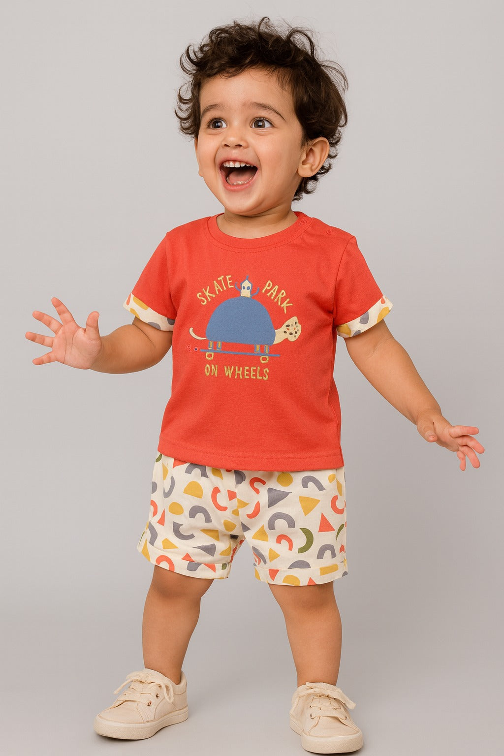 Cartoon & Graphic Print T-Shirt & Shorts Sets