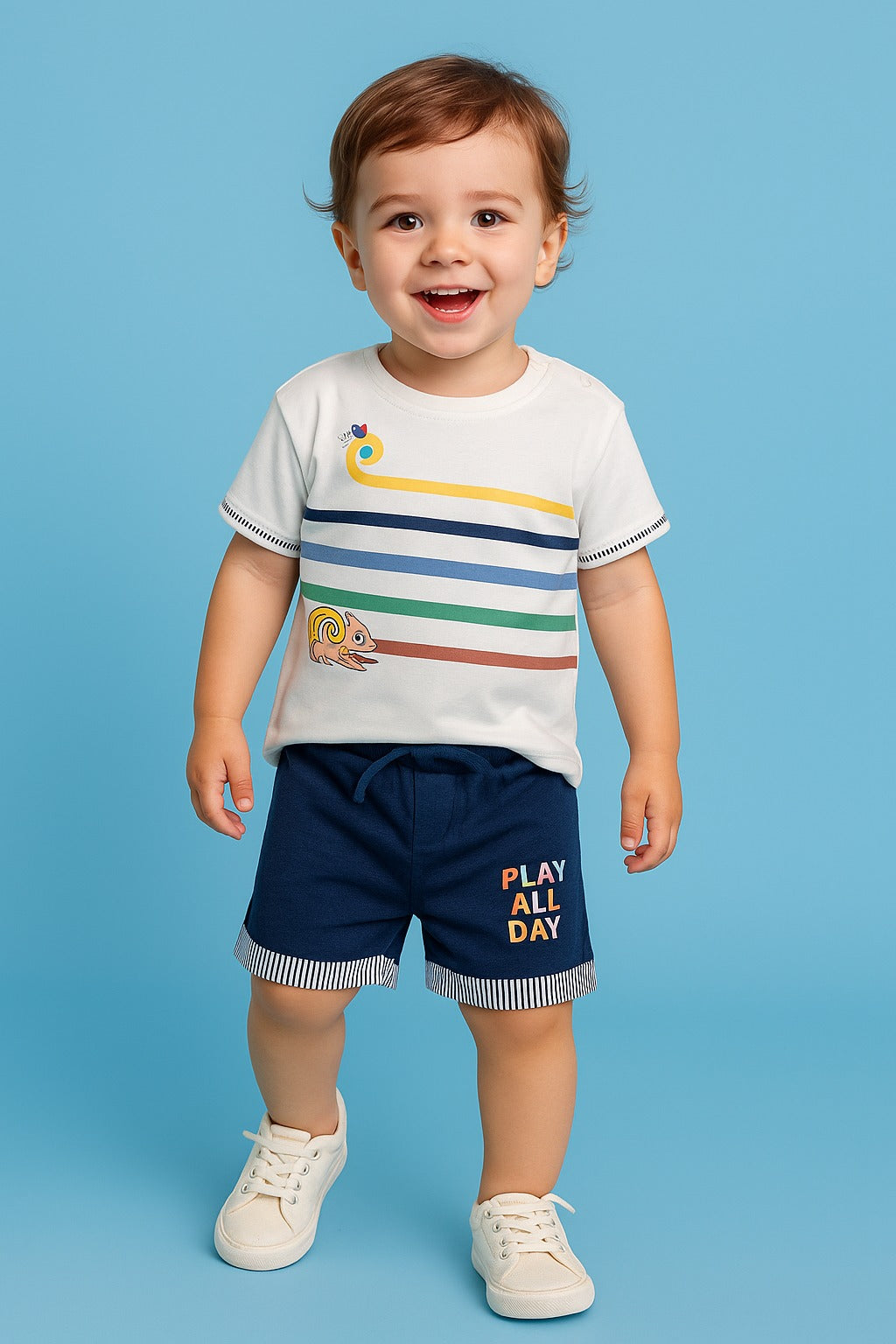 Cartoon & Graphic Print T-Shirt & Shorts Sets