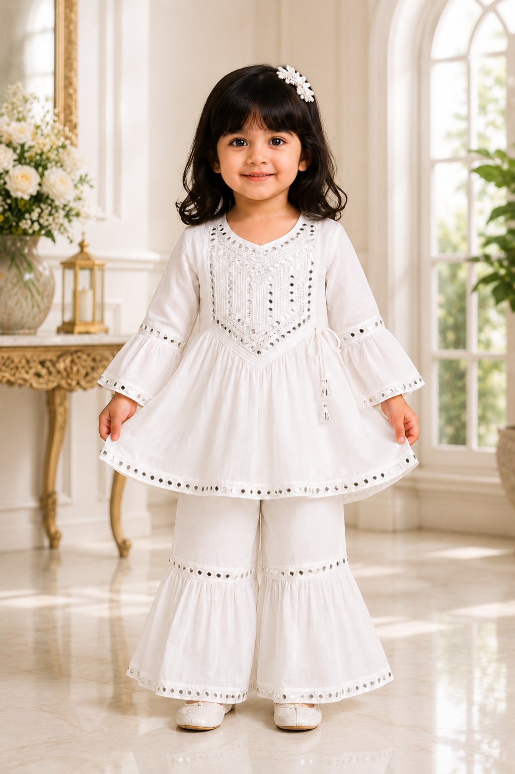Mirror Work Angrakha Kurta & Sharara Set