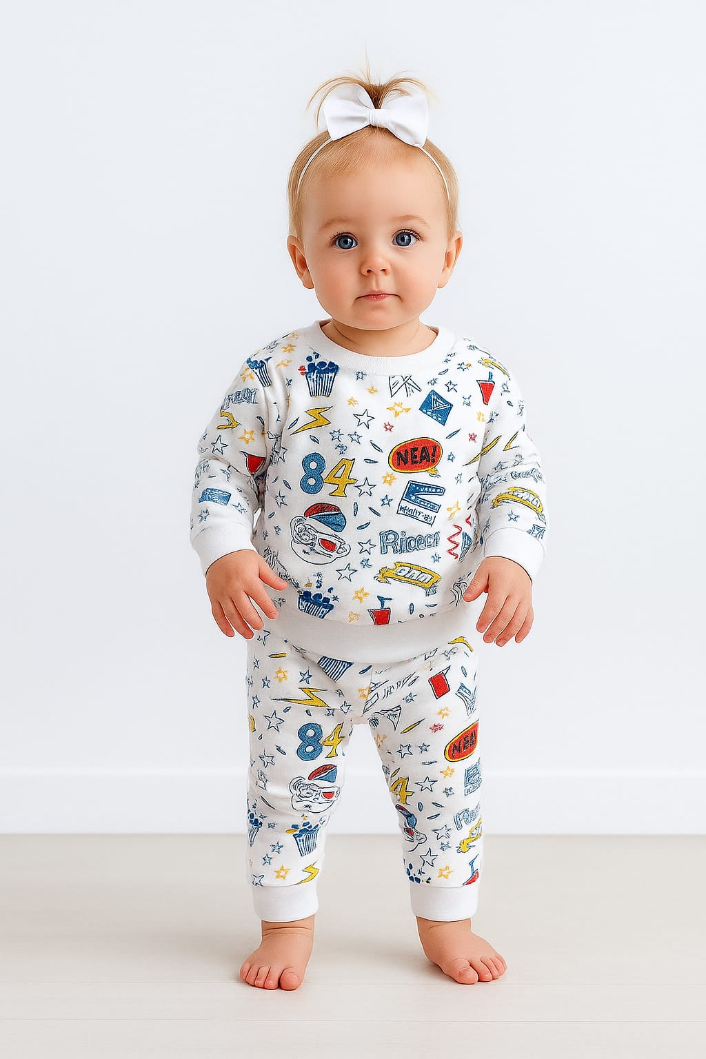 “Comic Pop Unisex Cord Set – White Multicolour Fun”