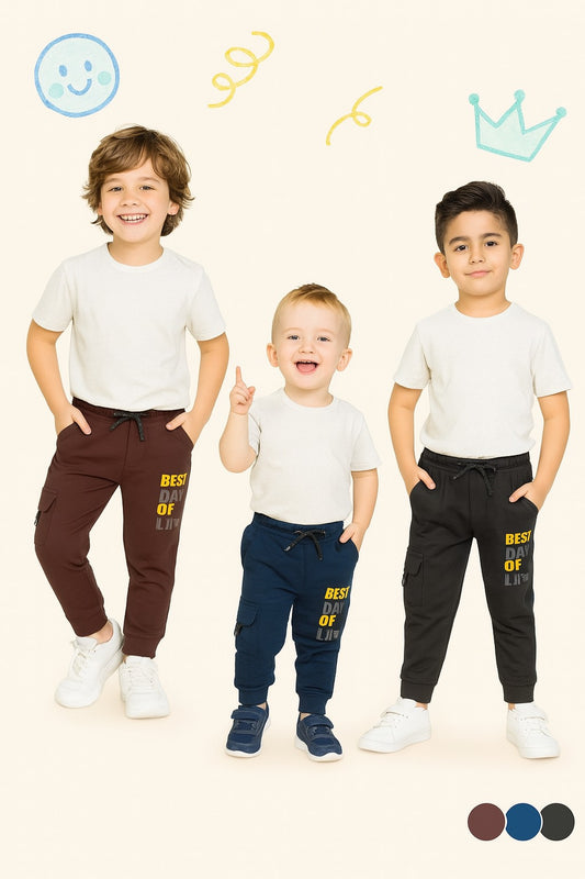 "Best Life Cargo Joggers for Boys – Soft Cotton – 3 Colours"