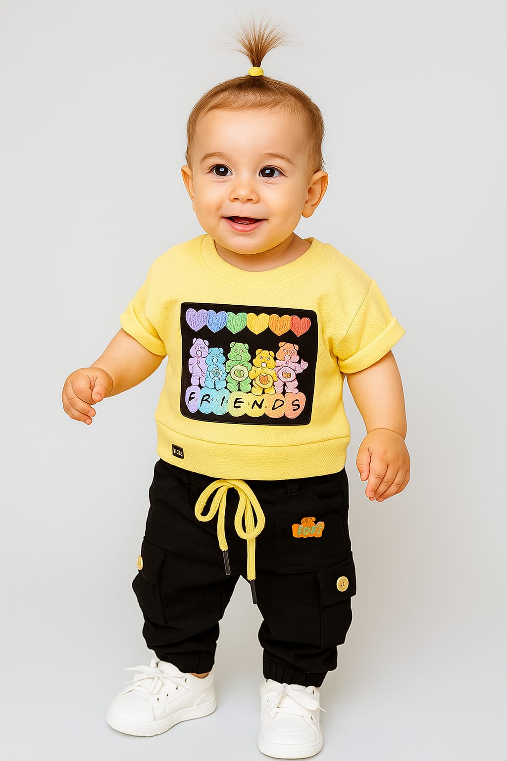 Baby "Friends" Cartoon Top & Cargo Pant Set