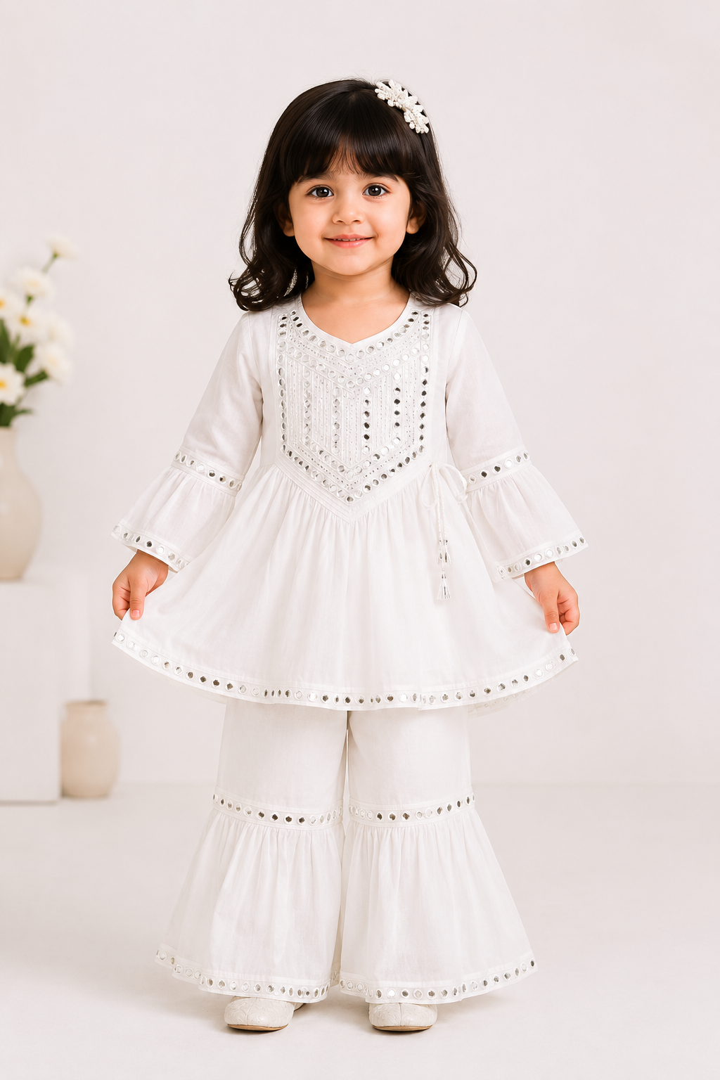 Mirror Work Angrakha Kurta & Sharara Set