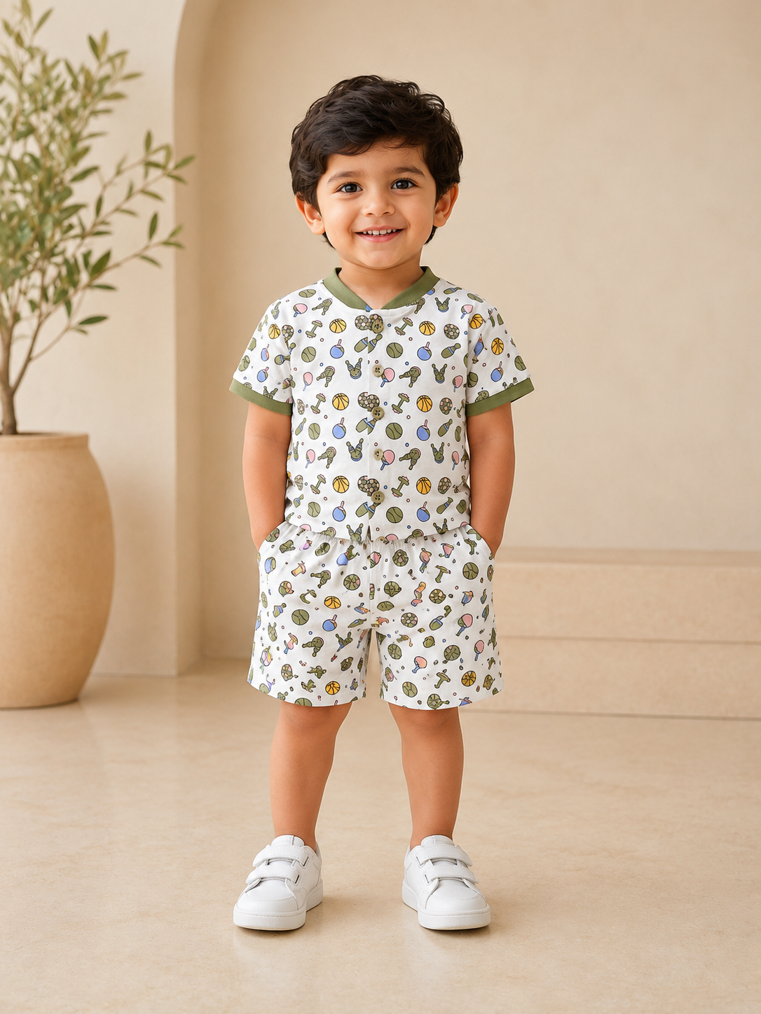 Boys Sports Allover Print Coord Set