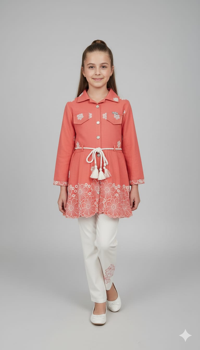 Girls Embroidered Tunic with Pants – 12Y to 15Y