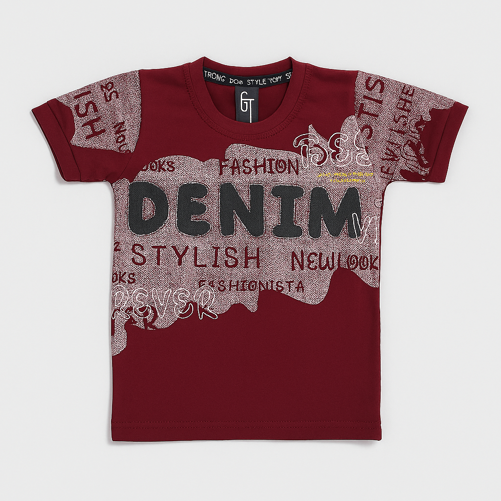 Denim Graphic Tee for Boys – Stylish Blue