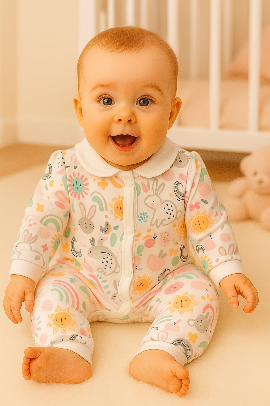 Baby Full-Sleeve Cotton Romper – 6 Colors & Prints