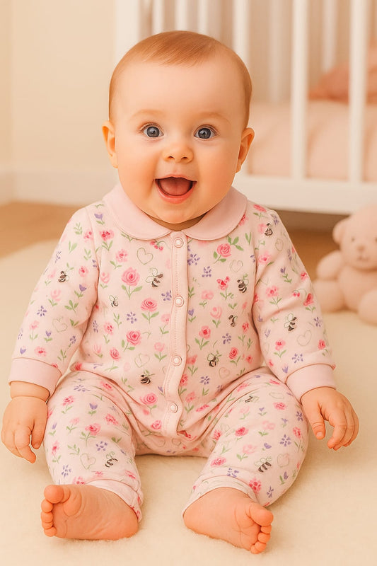 Baby Full-Sleeve Cotton Romper – 6 Colors & Prints