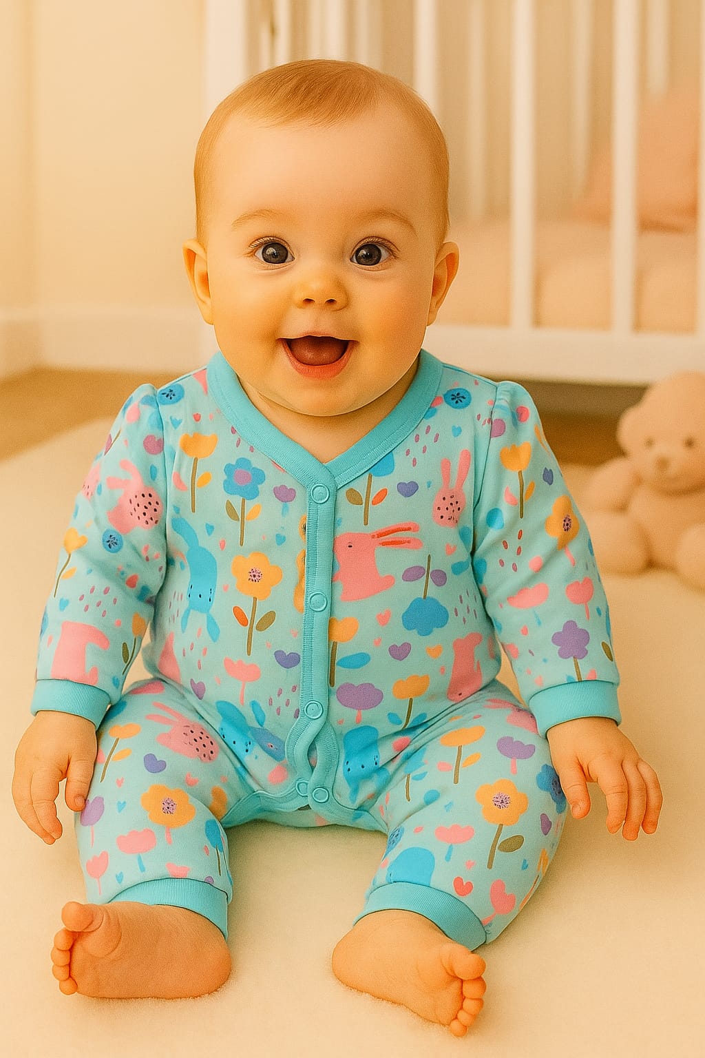 Baby Full-Sleeve Cotton Romper – 6 Colors & Prints