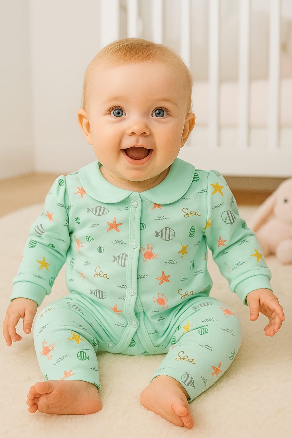 Full Sleeve Cotton Baby Romper – 6 Colour Variants – Unisex, Soft & Breathable