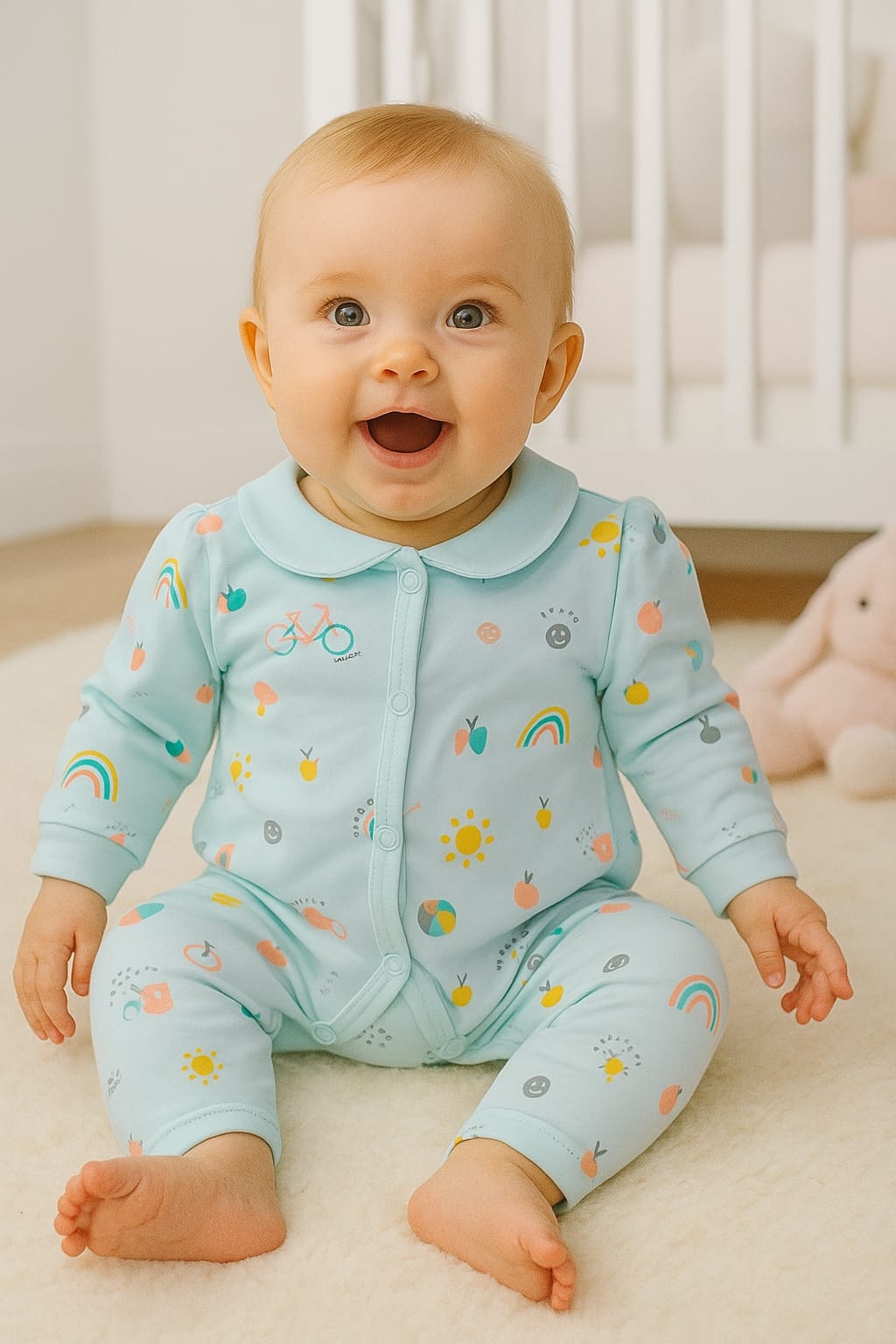 Full Sleeve Cotton Baby Romper – 6 Colour Variants – Unisex, Soft & Breathable
