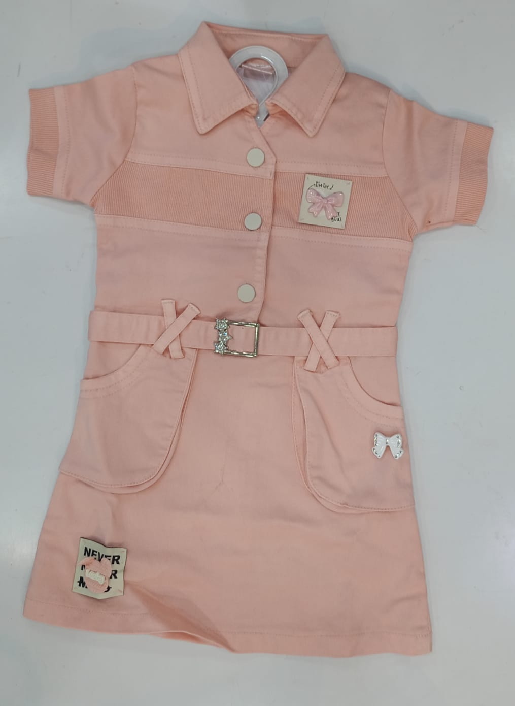 Peach & Green Style Belted Cotton Dresses