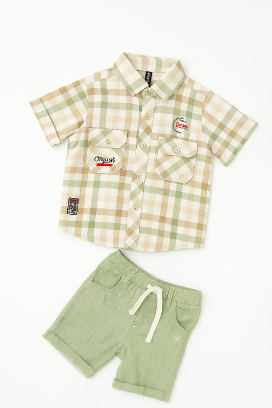 Stylish Summer Plaid Shirt & Shorts Set