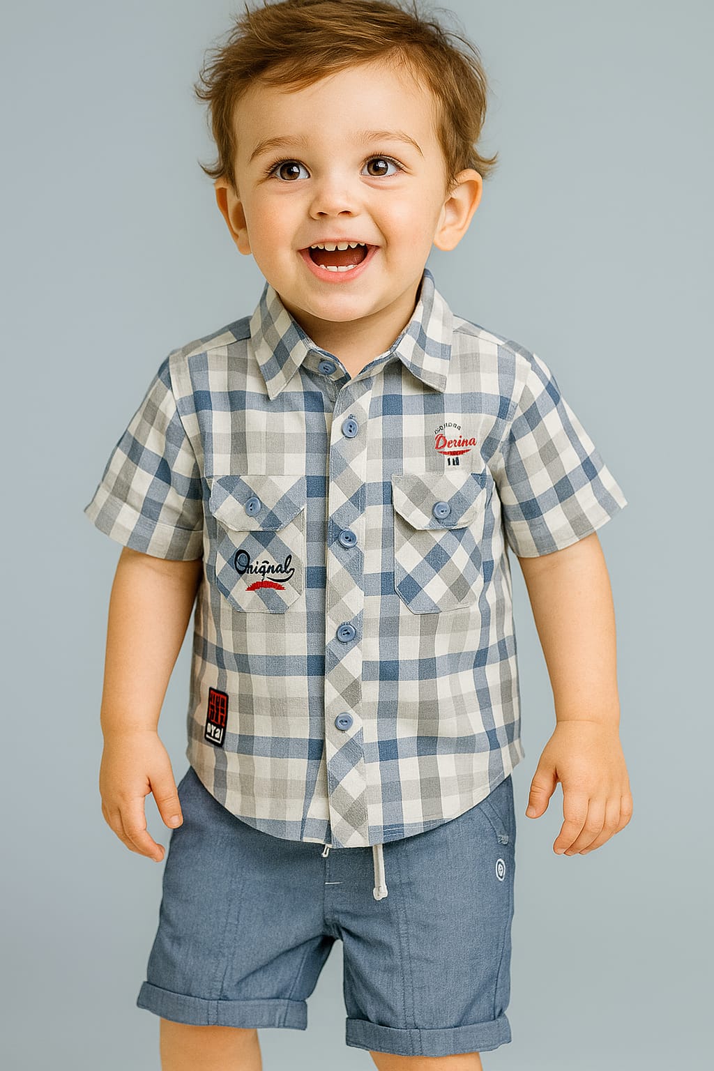 Stylish Summer Plaid Shirt & Shorts Set