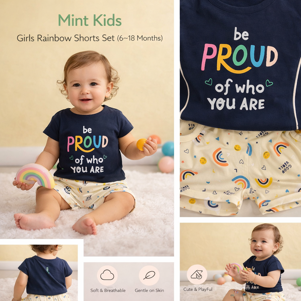 Girls Rainbow Shorts Set (6β18 Months)