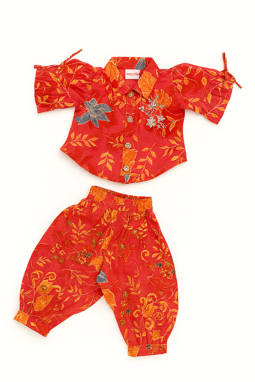 Bandhani Orange Ethnic Set for Baby Girls