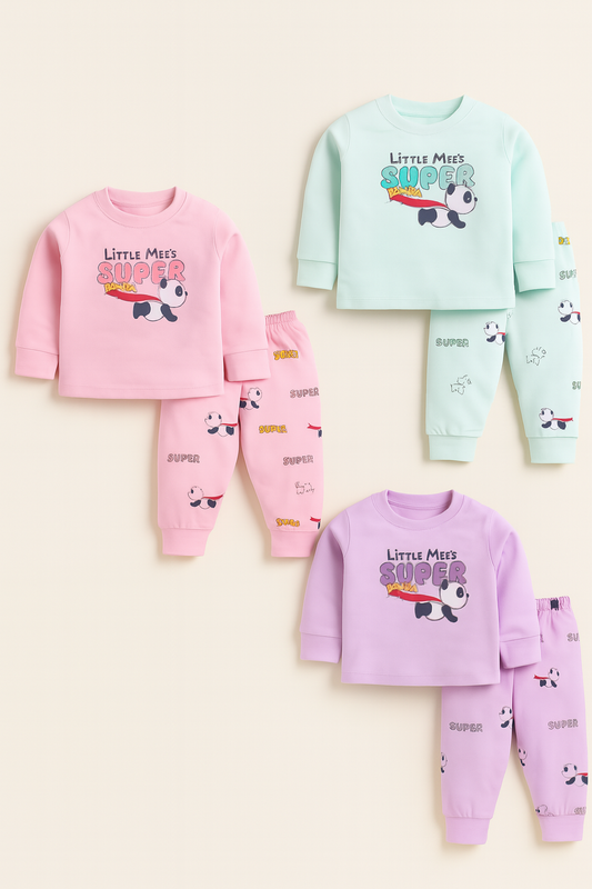 Little Mee's Super Panda Nightwear Set – 100% Cotton