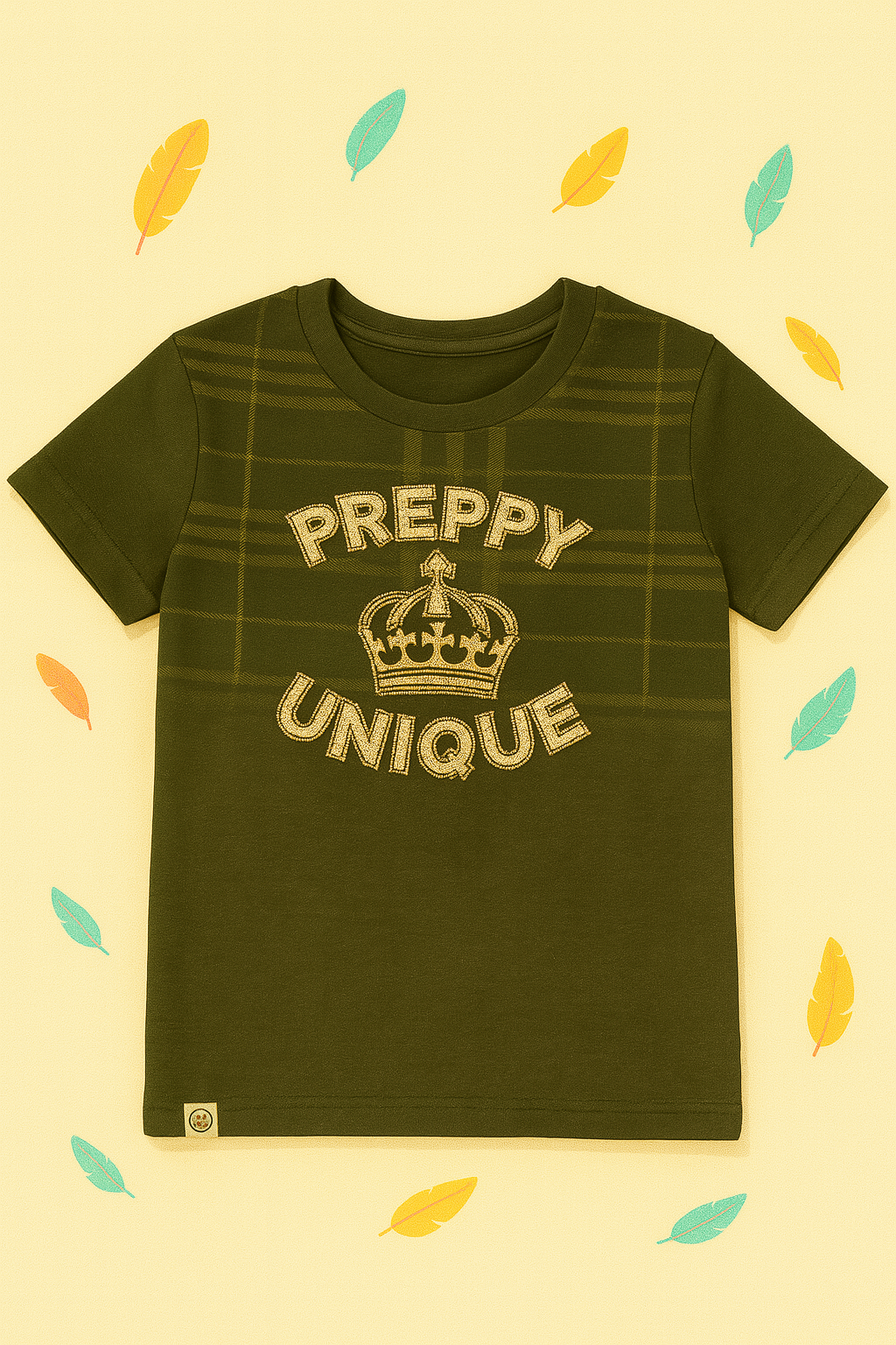 Olive Green "Preppy Unique" Crown Graphic Tee