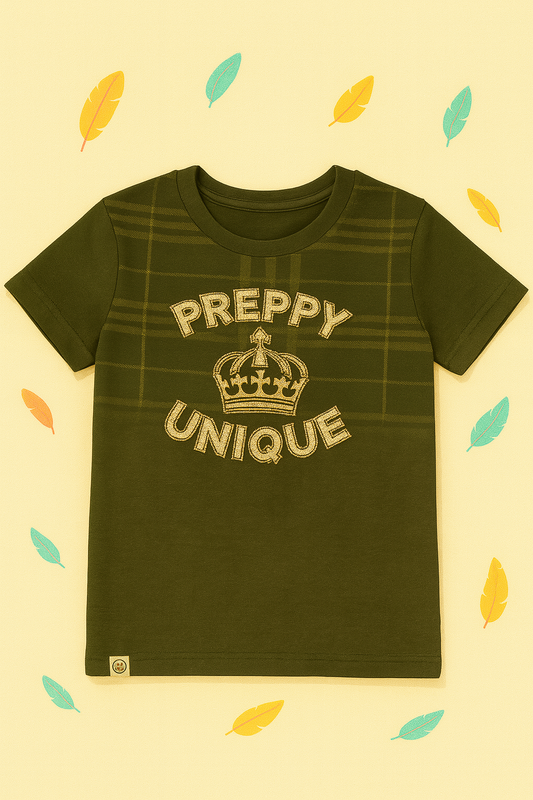 Olive Green "Preppy Unique" Crown Graphic Tee