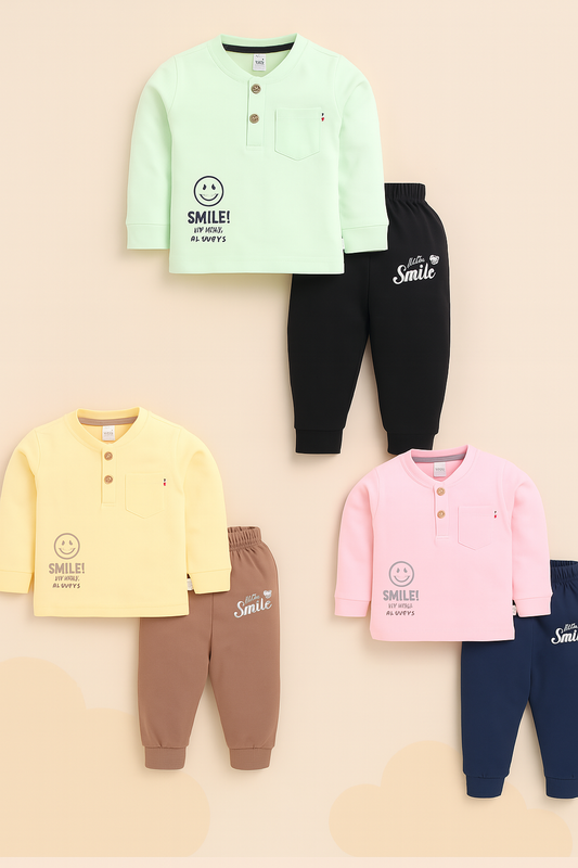 "Smile Cotton Set – Soft & Stylish 2-Piece Outfit for Little Ones"