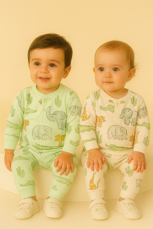 Zoo Adventure Night Suit – Soft Cotton 2-Piece Animal Print Set