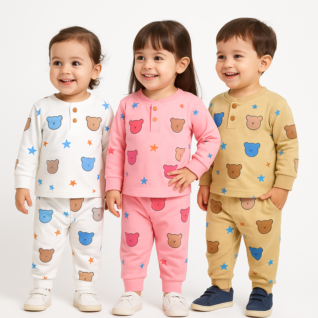 MintKids Bear & Stars Print Nightwear Set (1–4 Years)