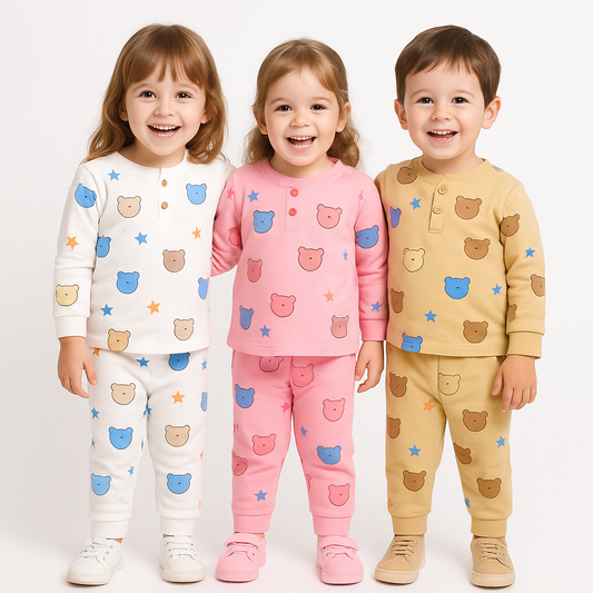MintKids Bear & Stars Print Nightwear Set (1–4 Years)