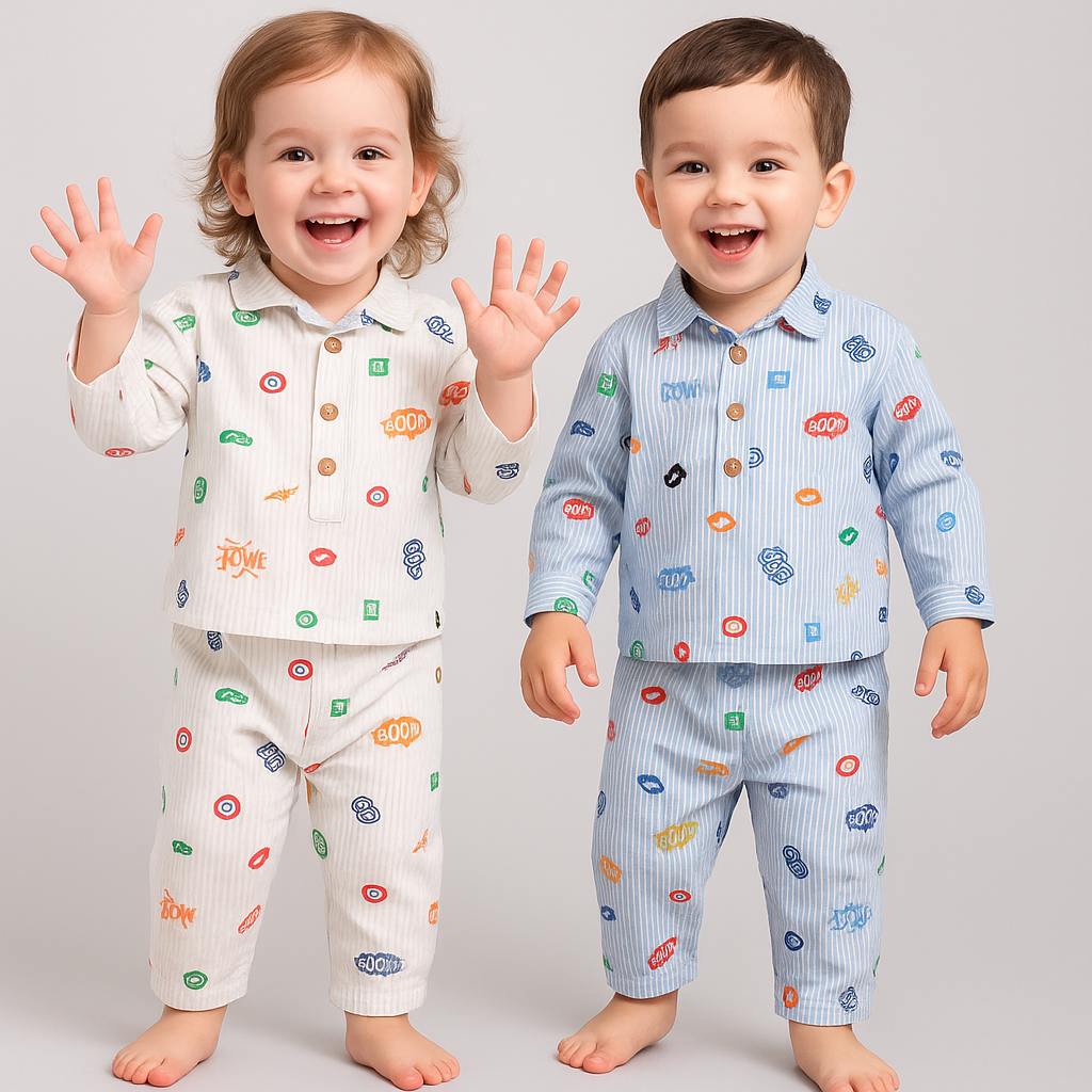 MintKids Printed Collar Nightwear Set (1–4 Years)