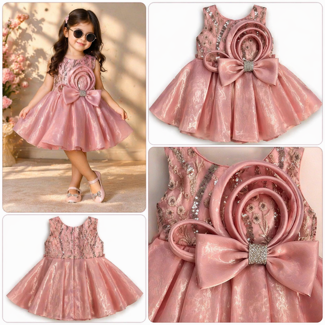 Girls Fancy Partywear Frock with Bow