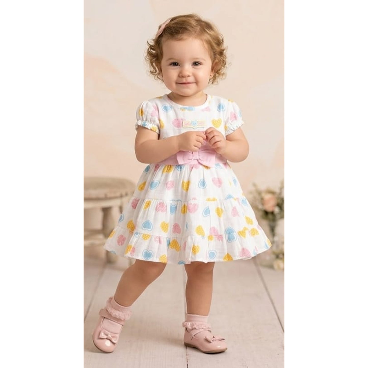 Mint Kids Heart Print Baby Dress (0โ1.5Y)