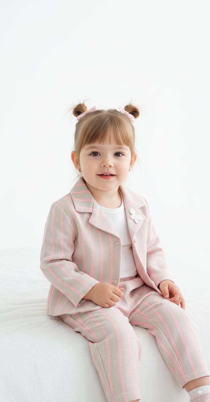 Pink Striped Blazer & Pant Set – Girls Outfit (1 to 4 Years)