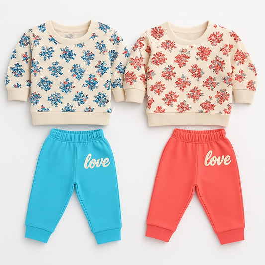 Floral Print Winter Co-ord Set for Kids – Love Edition