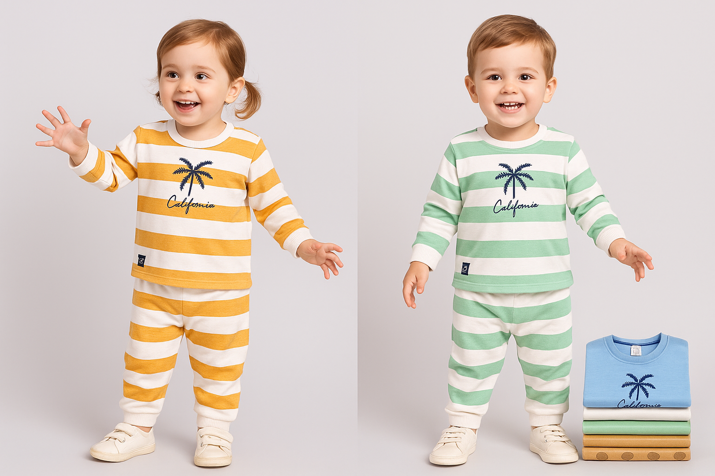 MintKids California Striped Sweatshirt & Jogger Set (1–4 Years)