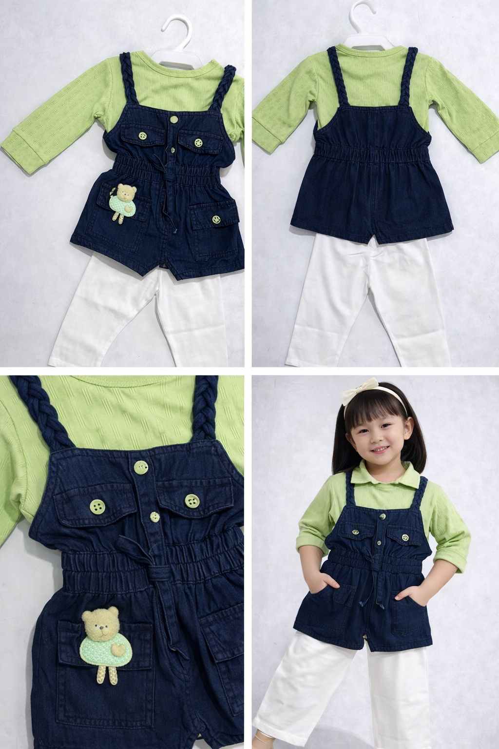 Denim Dungaree Set with Tee & Pants