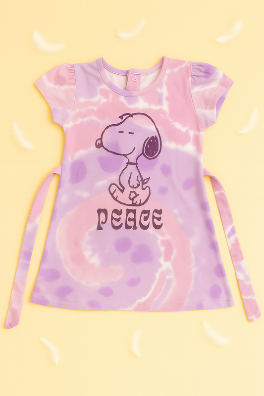 Peanuts Peace Tie-Dye Frock – Pink & Lavender