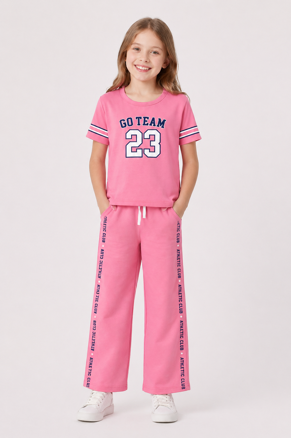 Go Team 23 Varsity Tee & Athletic Club Wide-Leg Trackpants Co-ord Set | Mint Kids