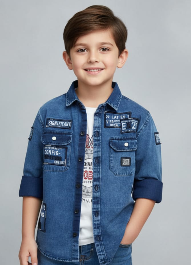 Boys Denim Shirt with Patch Detailing – 6Y to 17Y