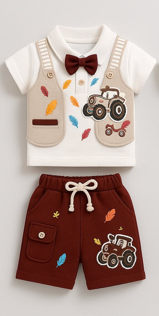 Gentleman Baby Set – Cotton Vest & Bow Tie Outfit