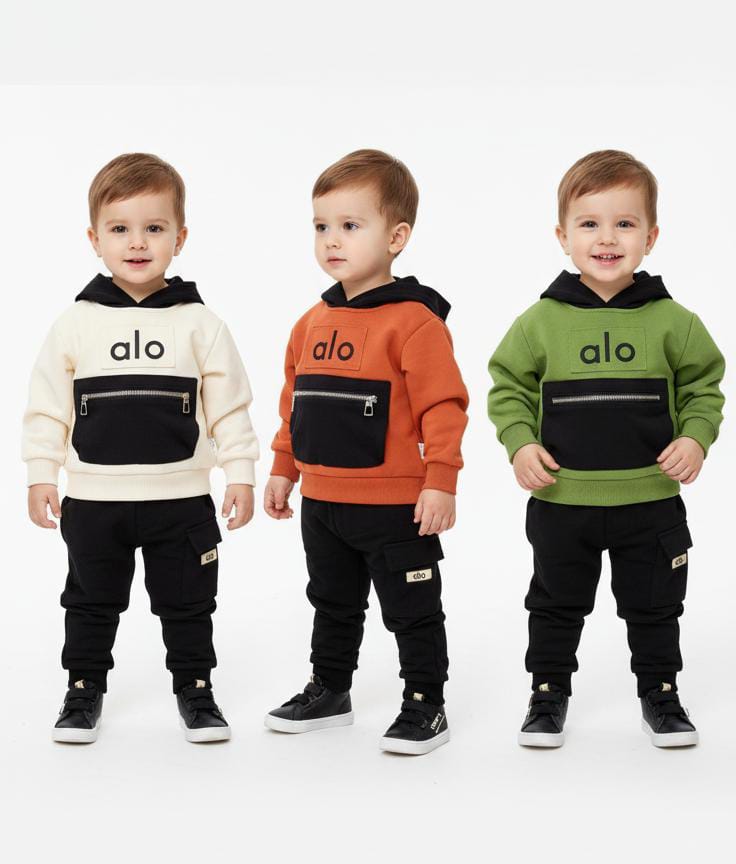 Alo Color Block Hoodie Set for Boys (01–05 Years)