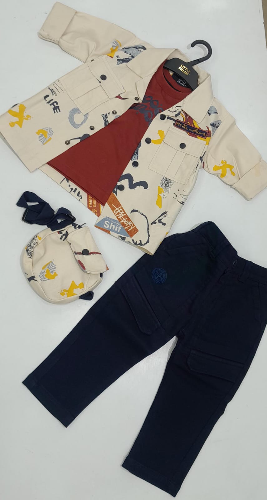 Boys 4-Piece Printed Jacket Set – Jacket, Tee, Pants & Cap