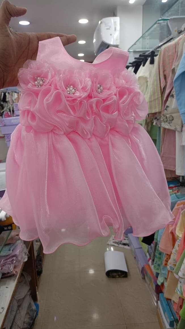 Mint Kids Pink Floral Ruffle Party Dress