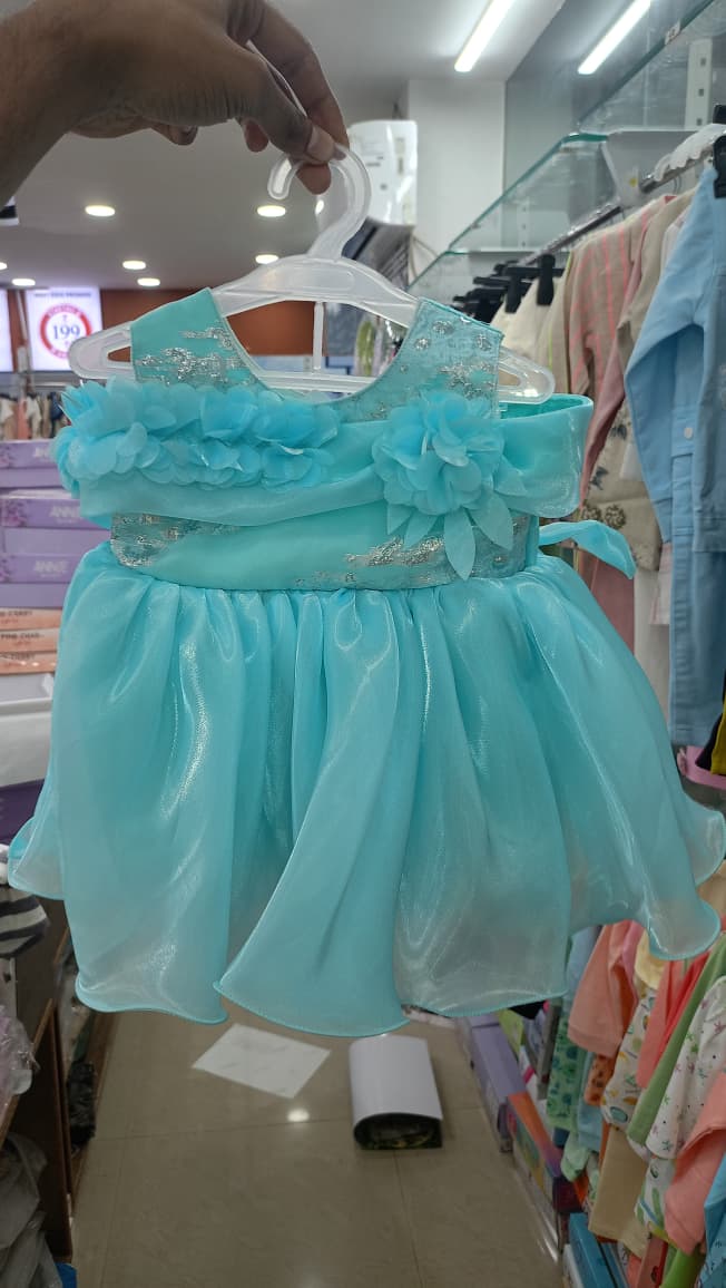 Mint Kids Turquoise Floral Ruffle Party Dress