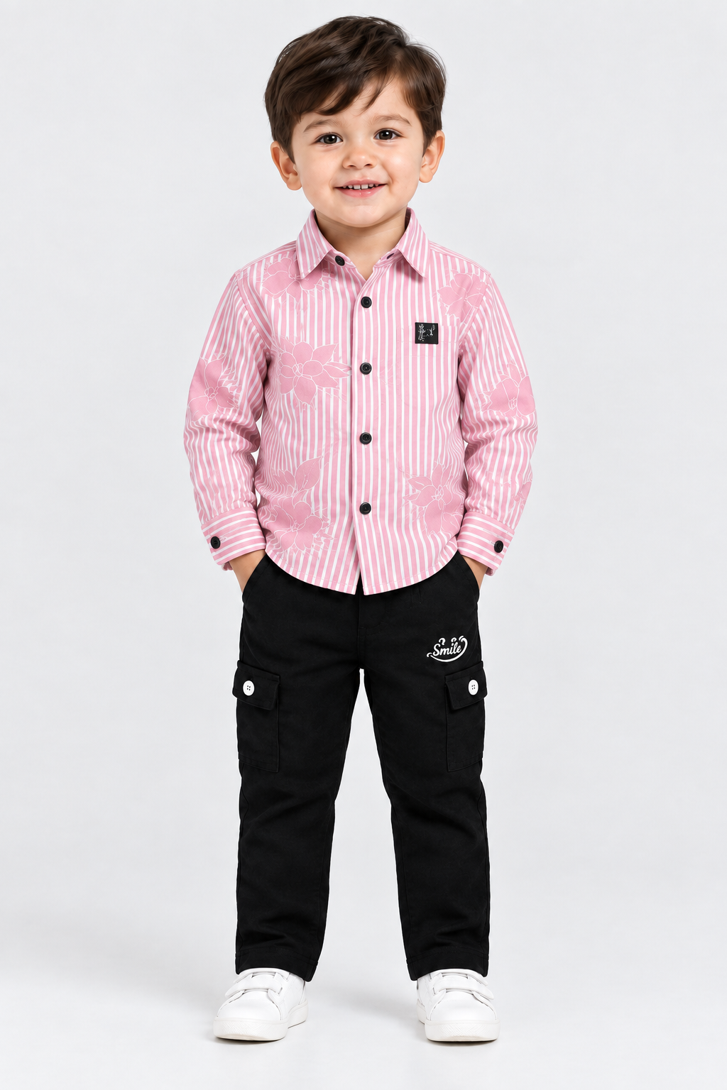 Pink Striped Shirt Set