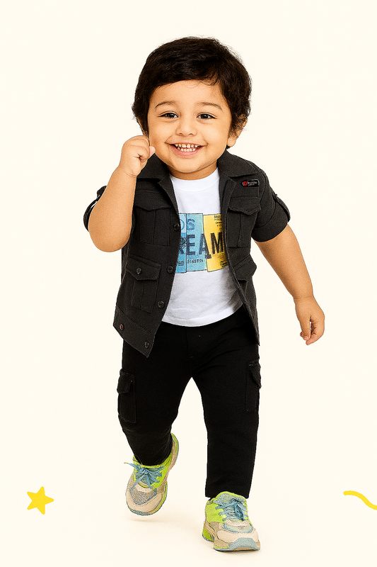 Dream Explorer Set – Charcoal Shirt & Cargo Pants Combo