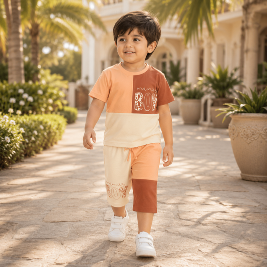 Mama's Boy Colourblock T-Shirt & Shorts Set