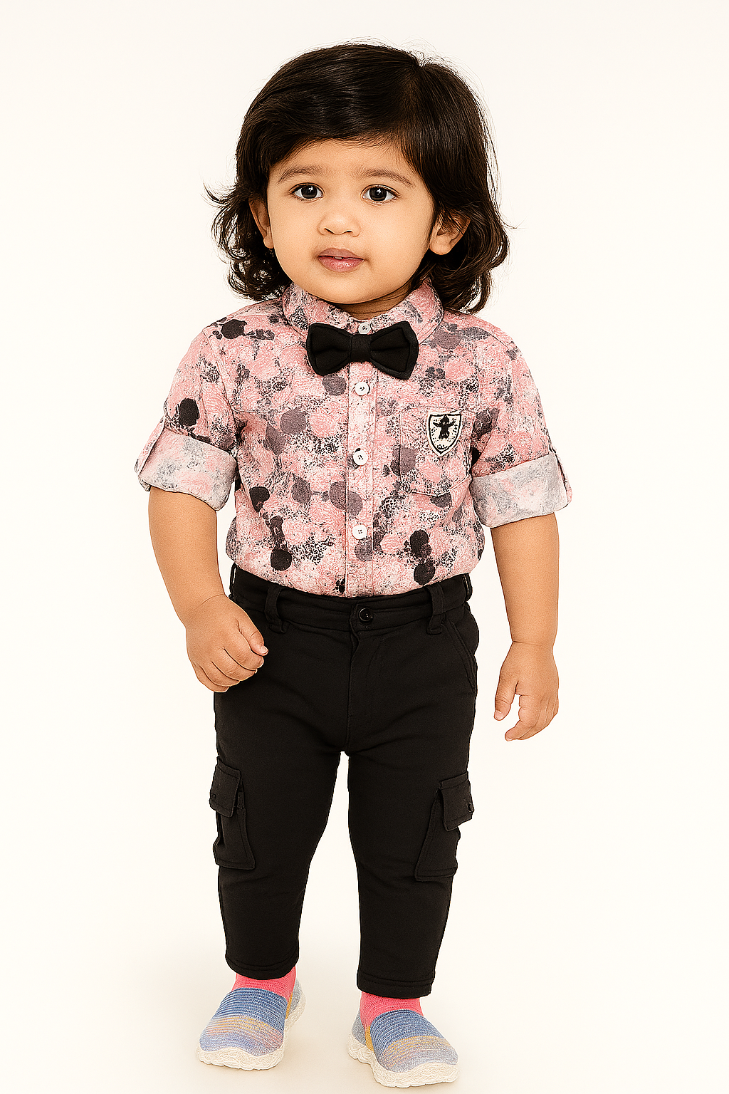 Little Gentleman Suspender Set – Printed Shirt & Bow Tie Look