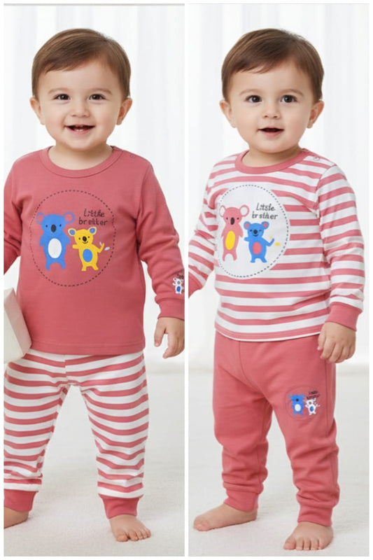 Boys Little Brother Cartoon Nightwear Set – Pack of 2 (1–3 Years)