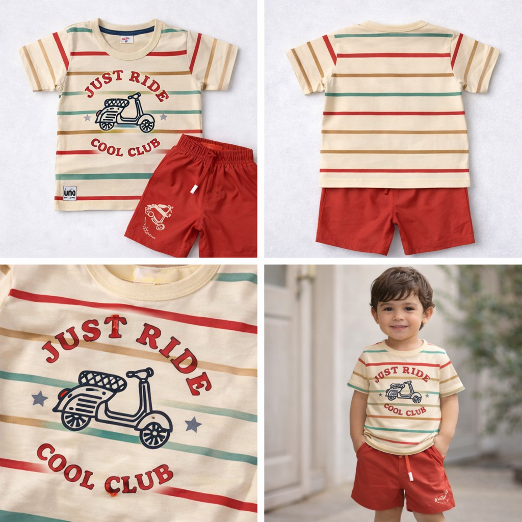 Boys Just Ride Cool Club T-Shirt & Shorts Set