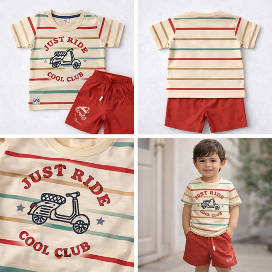 Boys Just Ride Cool Club T-Shirt & Shorts Set